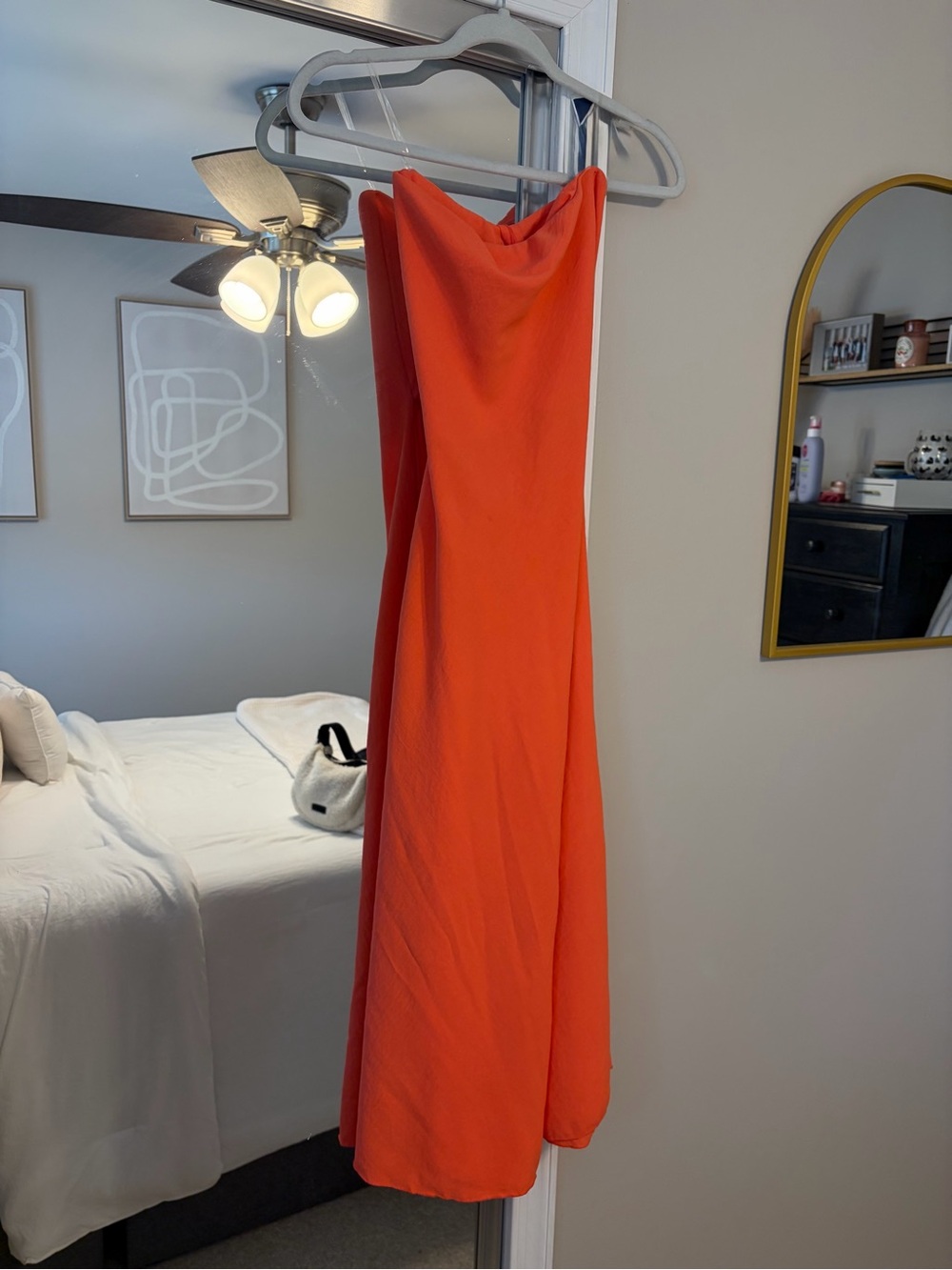 Elegant coral Strapless Maxi Dress